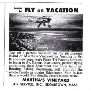 Learn To Fly On Vacation 1958 Vintage Print Ad Marthas Vineyard Edgartown